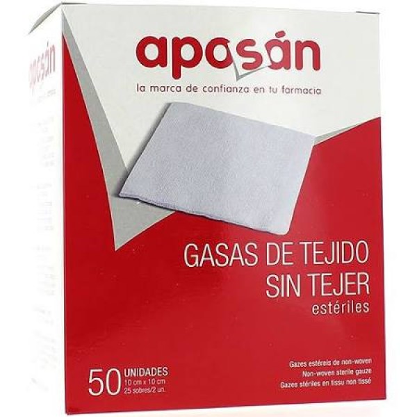 aposan gasa esteril tejido sin tejer 10cmx10cm 50 gasas 2udsobre