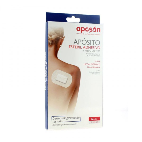 aposito esteril adhesivo tejido sin tejer 10x20cm aposan 6uds